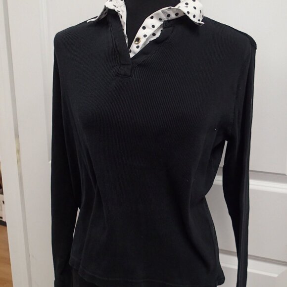 Studio Works Petite Long Sleeve Black Shirt Size PM - Picture 2 of 5